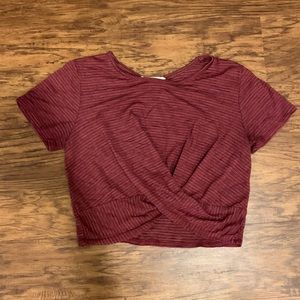 Cross front maroon crop top